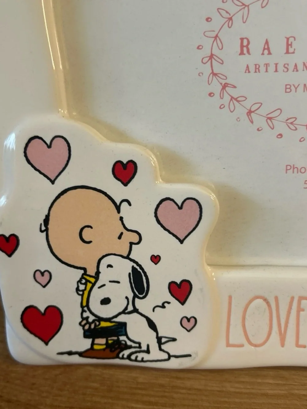 Rae Dunn x Peanuts Charlie Brown & Snoopy Ceramic Picture Frame 5”x7”